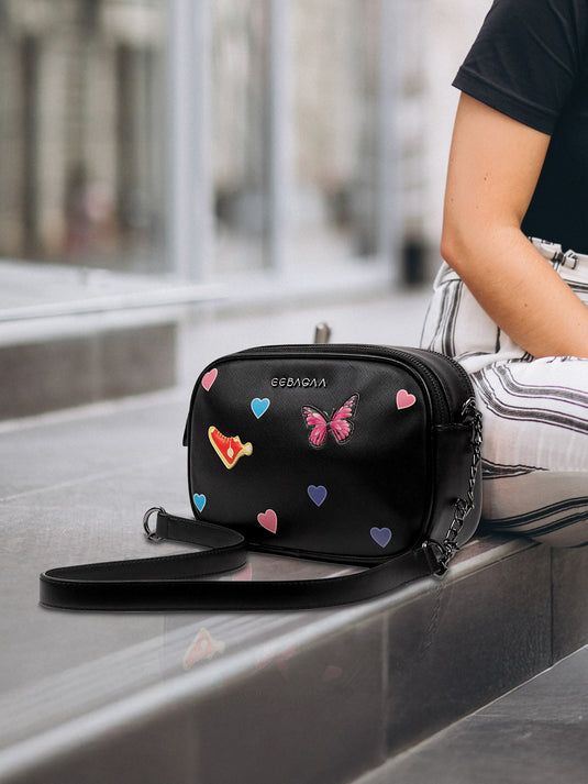 Stylish Black Hobo Sling Bag - Casual Chic