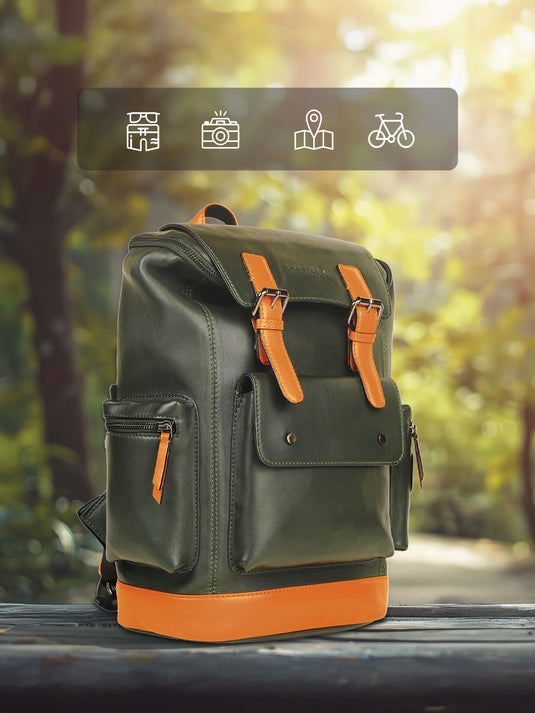 Stylish Leather Unisex Backpack - Spacious for Travel & College