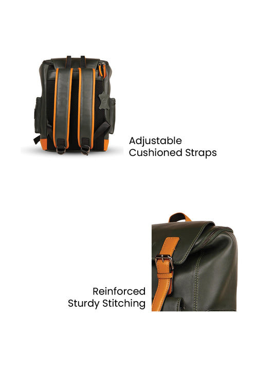 Stylish Leather Unisex Backpack - Spacious for Travel & College