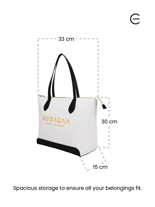 Chic White Tote Handbag - Clean & Contemporary