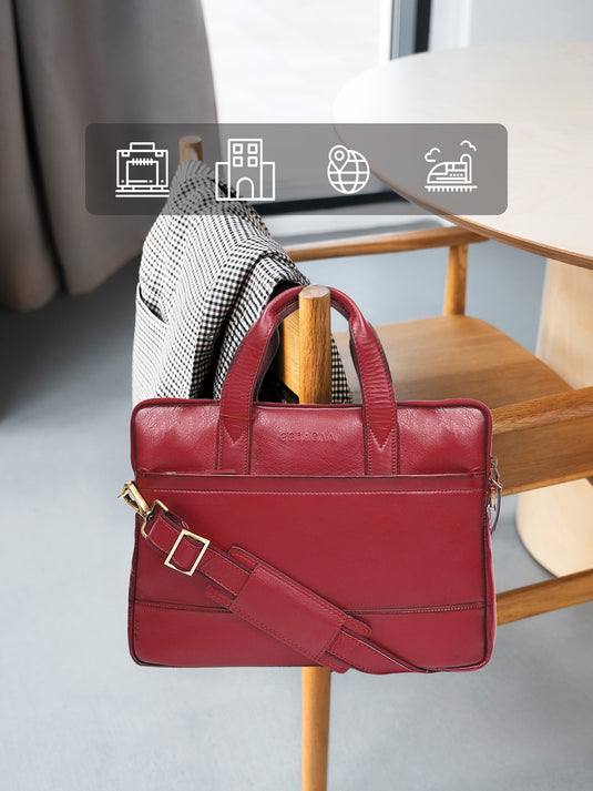 Bold Red Laptop Bag - Stylish & Functional for Professionals