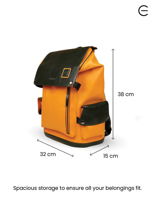 Versatile Green & Yellow Backpack - Ideal for School or Travel