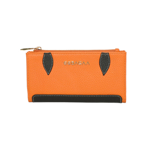EEBAGAA Brown & Black PU Leather 2-Fold Wallet – Classic Contrast Style