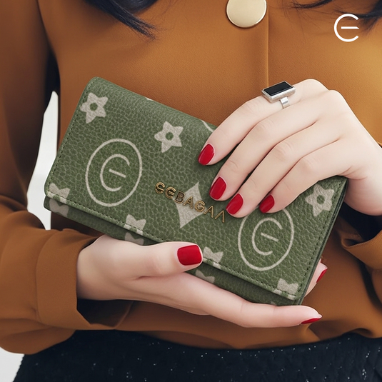 Button Closure Wallet |Green