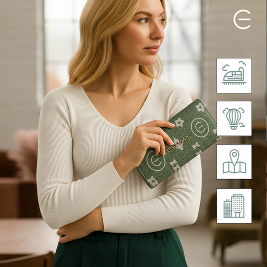 Button Closure Wallet |Green