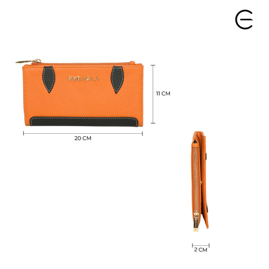 EEBAGAA Brown & Black PU Leather 2-Fold Wallet – Classic Contrast Style
