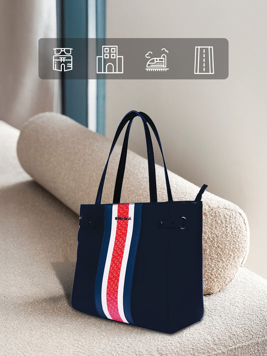 Stylish Navy Blue Tote Handbag - Perfect Blend of Fashion and Function