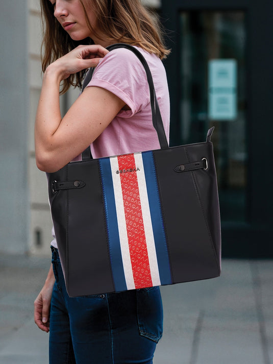 Sleek Black Tote Handbag - Timeless Elegance for Every Occasion
