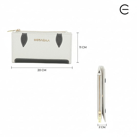 EEBAGAA White & Black PU Leather 2-Fold Wallet Elegant Contrast Design