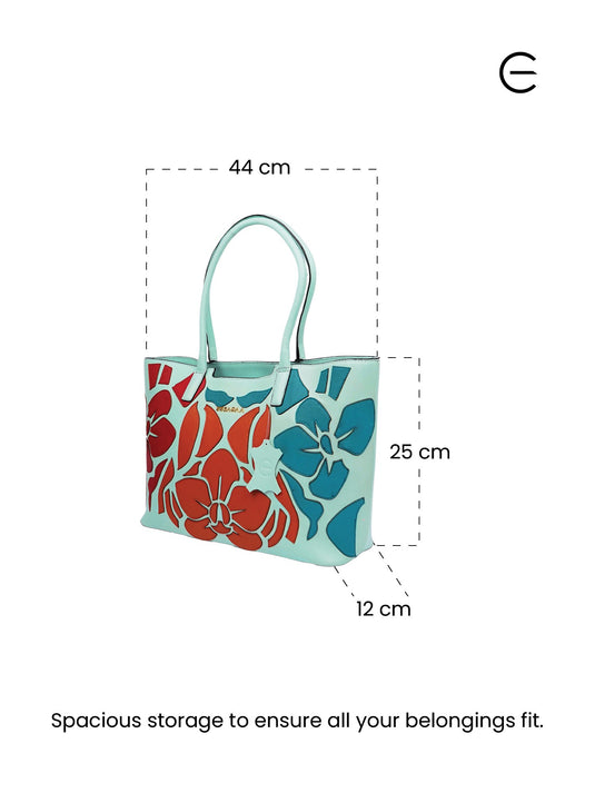 Eye-Catching Red & Orange Blue Tote Handbag - Fun & Functional