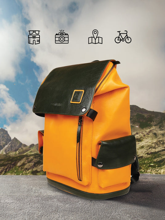 Versatile Green & Yellow Backpack - Ideal for School or Travel