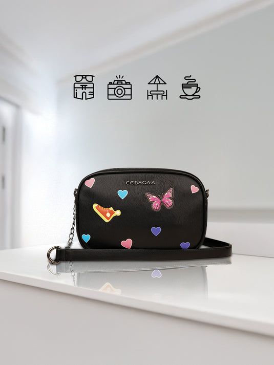 Stylish Black Hobo Sling Bag - Casual Chic