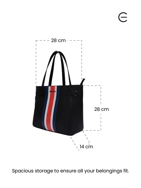 Sleek Black Tote Handbag - Timeless Elegance for Every Occasion