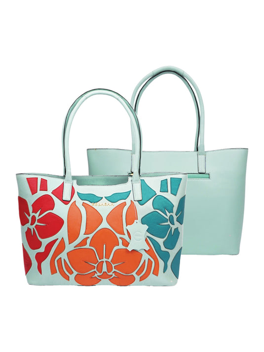 Eye-Catching Red & Orange Blue Tote Handbag - Fun & Functional