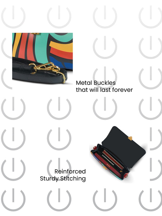 Vibrant Orange/Blue/Yellow Sling Bag - Bold & Functional