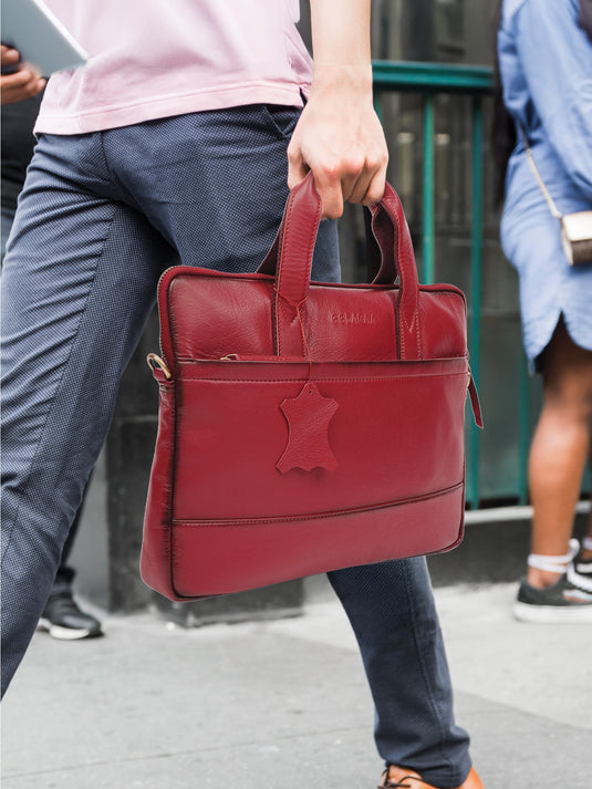 Bold Red Laptop Bag - Stylish & Functional for Professionals