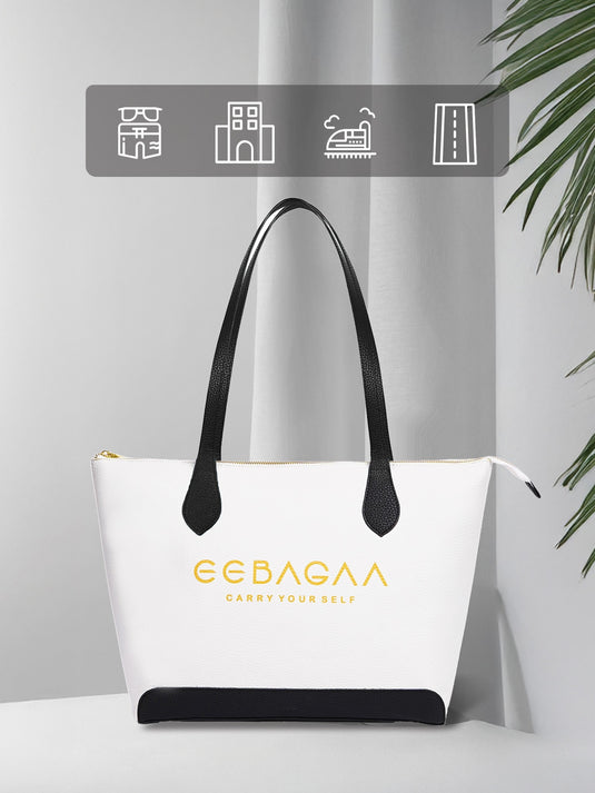 Chic White Tote Handbag - Clean & Contemporary