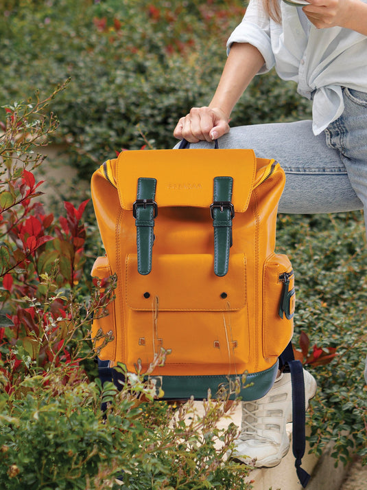 Chic Green & Yellow Backpack - Perfect for Everyday Use