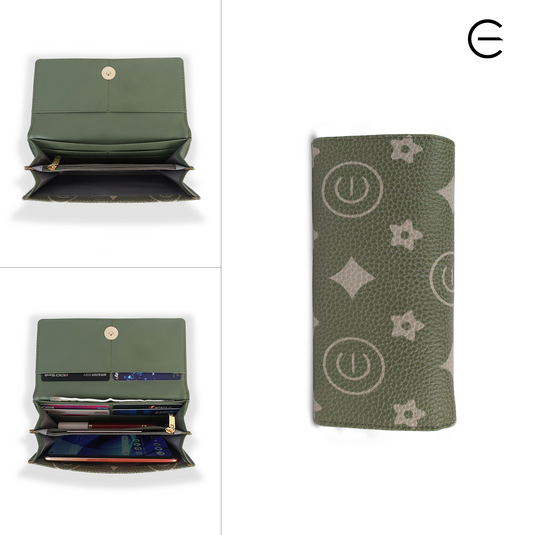 Button Closure Wallet |Green