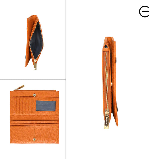 EEBAGAA Brown & Black PU Leather 2-Fold Wallet – Classic Contrast Style