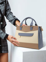 Beige satchel handbags for women, zipper & sling