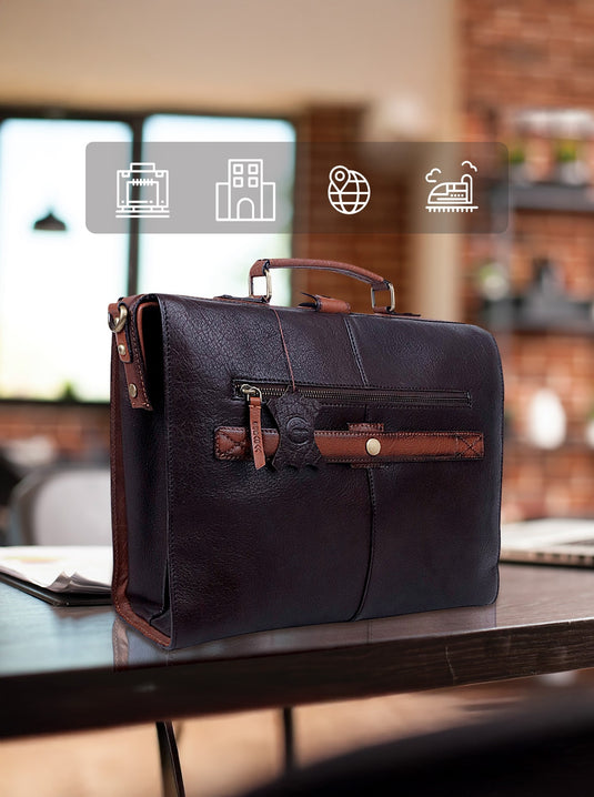 Elegant Dark Brown Laptop Bag - Sophisticated & Durable