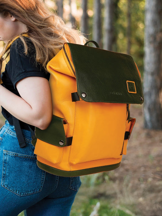 Versatile Green & Yellow Backpack - Ideal for School or Travel