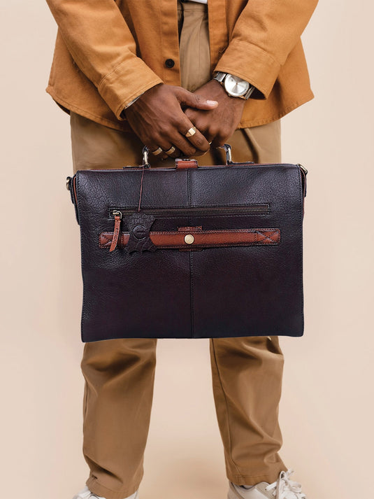 Elegant Dark Brown Laptop Bag - Sophisticated & Durable