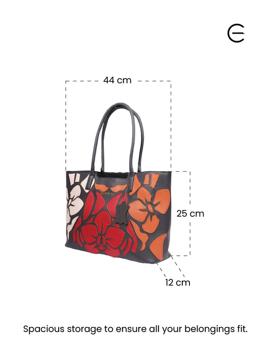 Vibrant Red & Orange Cream Tote Handbag - Bold & Beautiful