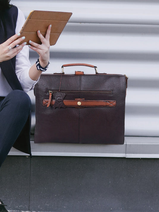 Elegant Dark Brown Laptop Bag - Sophisticated & Durable