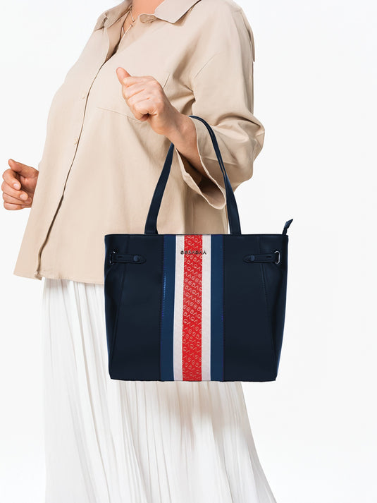 Stylish Navy Blue Tote Handbag - Perfect Blend of Fashion and Function